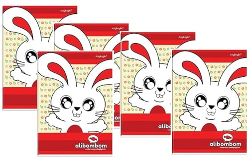Kit 5 Caderno Alibombom Capa flexível Vermelho 123x 60 Fls