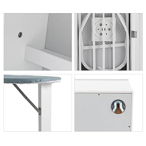 Wall Mounted Ironing Board with Storage Cabinet, Built in Ironing Board Folding Support Leg, Swivel Ironing Board, Wall-Mounted Mirrors for Home Apartment Small Spaces - Image 8