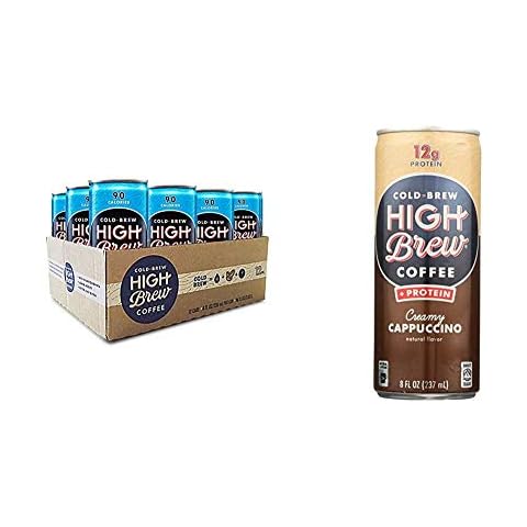 High Brew Cold Brew Coffee, Mexican Vanilla, 8 Fl Oz Can, Pack of 12 & Cold Brew Coffee Creamy Cappuccino Plus Protein, 8 Fl Oz, Pack of 12 Cover
