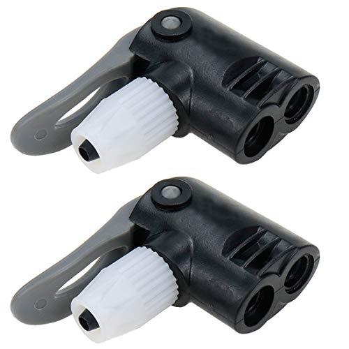 presta valve pump head - AUTUT 2 Pcs Black Plastic Dual Head Bike Bicycle Pump Head Nozzle Hose Adapter Connector