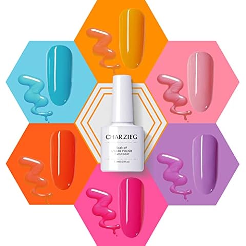 Gireatick Macaron Gel Nail Polish Set, 6pcs Candy Colour Gel Polish Kit, Soak Off UV LED Yellow Pink Blue Purple Orange Long Lasting Gel Varnish Set 7.3mlx6pcs Cover