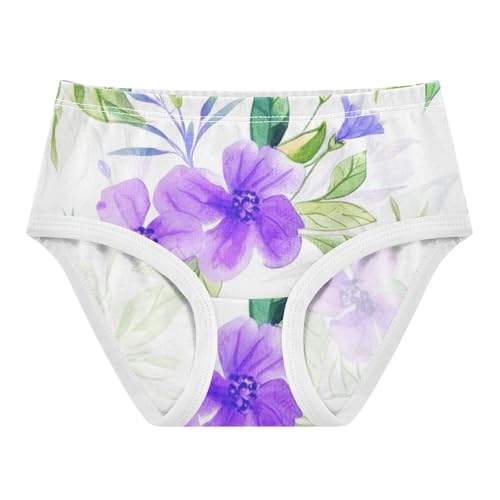 Girls Underwear Toddler 2t Cotton Panties Little Girl Fancy Briefs Undies Kids Watercolor Purple Flowers White