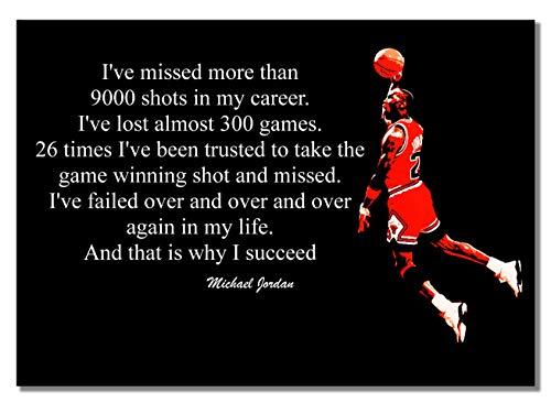 Póster de Michael Jordan A3: decoración motivacional en blanco y negro para entrenar con éxito
