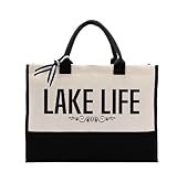 Cotton Canvas Tote Bag for Women, Canvas Tote Bag for Gifting, Bags Gift for Lake Life Lover, Beach Totes for Boating Weekend Holiday Overnight Travel