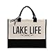 Cotton Canvas Tote Bag for Women, Canvas Tote Bag for Gifting, Bags Gift for Lake Life Lover, Beach Totes for Boating Weekend Holiday Overnight Travel