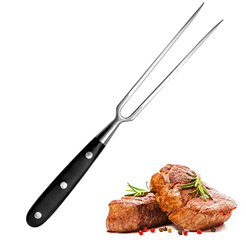 TNSLAND Forchetta per carne in acciaio inox - Forchettoni da Carne - Forchettone barbecue, Lunghezza lama 17 cm, Manico in Legno, Forchetta per Arrosti, Forchette Acciaio per Arrosti (nero, 29.7cm)