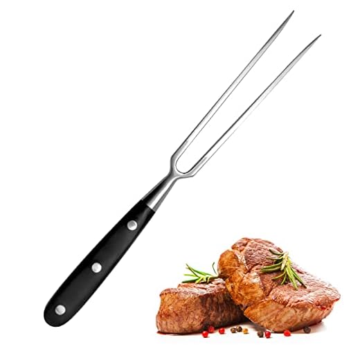 TNSLAND Vleesvork roestvrij staal met handvat - 30 cm trancheervork, grillvork serveervork braadvork professionele multifunctionele kookvork vleesvork voor grill keuken kalkoen braden diner