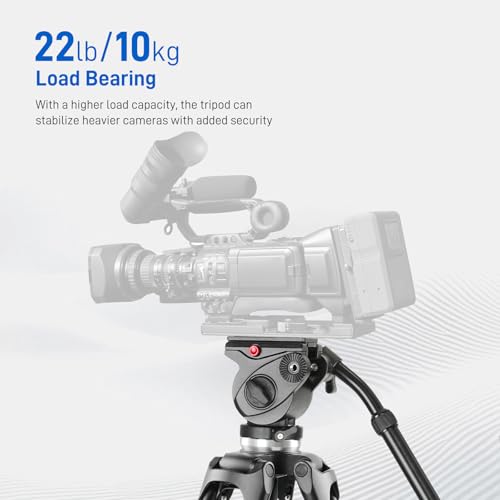 GVM 63" Video Tripod with Fluid Head with Adjustable Damping, Heavy Duty Aluminum Alloy Tripod Stand with Base Fixed Bracket for Camcorders/DSLR, Max Load 22lb, Compatible with DSLR Camera Camcorders by GVM Great Video Maker - Image 4