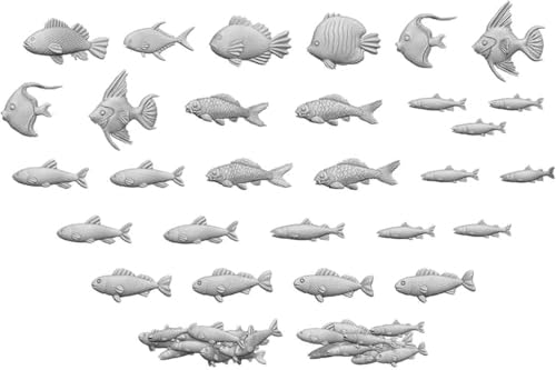 Greenstuff World GSWD-3010 Diorama Accessory Fish Set Miniature Accessories, Small