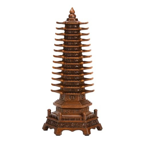 Estatua de Pagoda Fengshui de Resina Marrón 11.4''