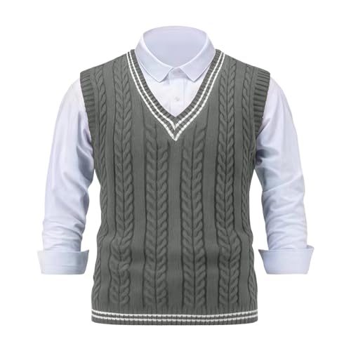 Pull homme sans manches chaud tricot col rond extensible et confortable léger - 2