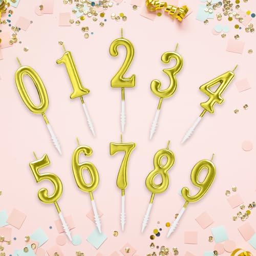 image for Beanlieve 10-Pieces Numeral Birthday Candles - Cake Numeral Candles Nu