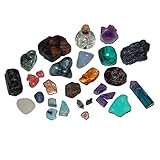 Charoit3 mini Steine ca. 8-15mm / Chistaolith / Kreuzstein Scheibe ca. 30-40mm / Chrysopras Trommelstein ca. 20-30 mm / Fluorit Spitze ca. 35mm / Granat Trommelstein ca. 25mm / Herkimer Diamant eine Varietät des Bergkristall ca.10-12mm