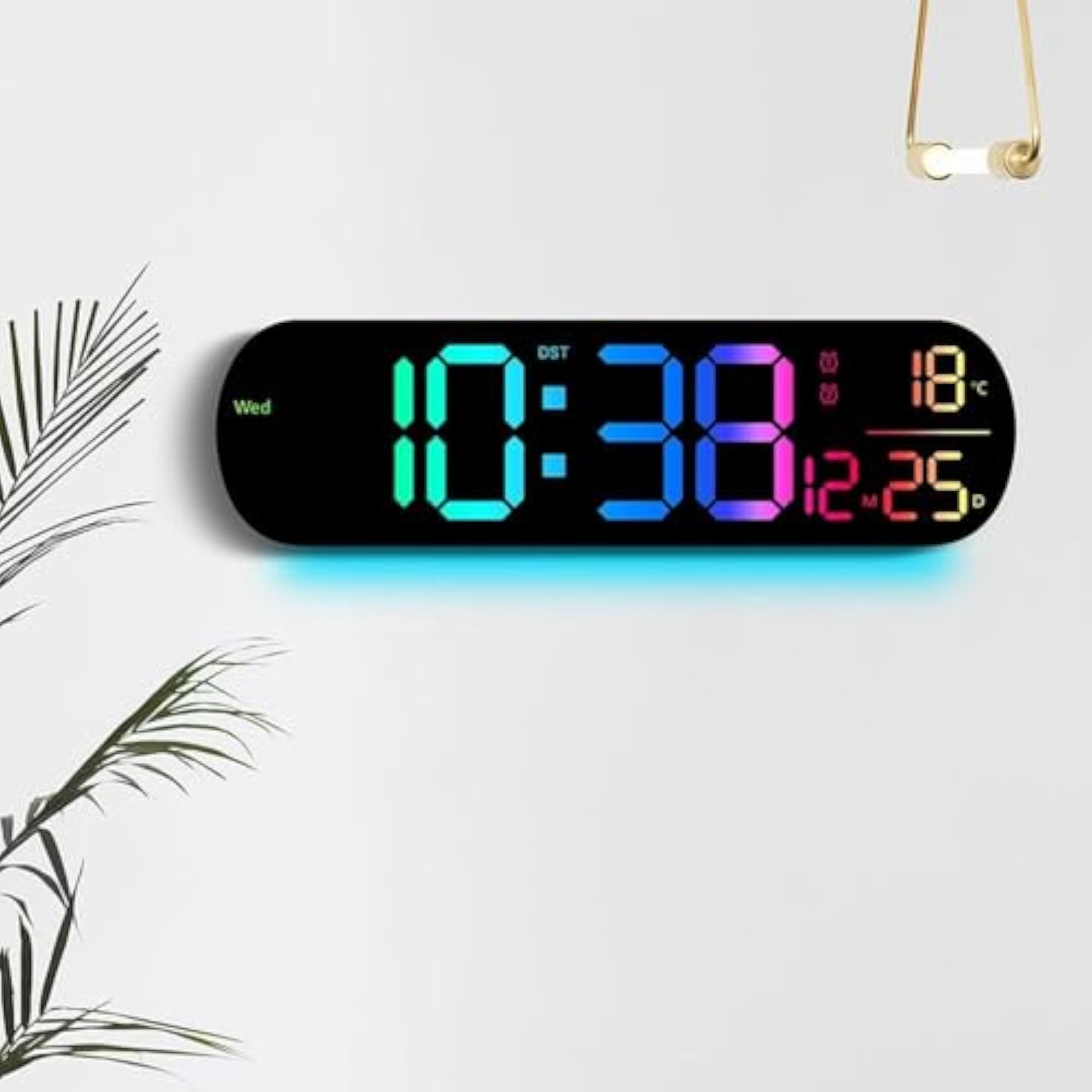Digital Wall Clock with RGB Display Colors