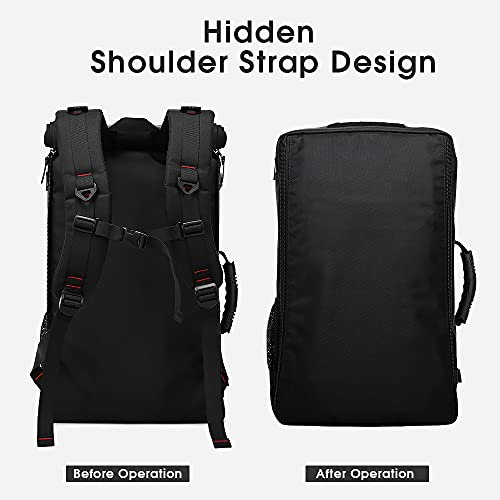 Image of KAKA Travel Backpack,Carry-On Bag Water Resistant Flight Approved Weekender duffle backpack Rucksack Daypack for Men Women, Black (Top Open), 22.4 x 11.8 x 5.9 inches, Travel Backpacks