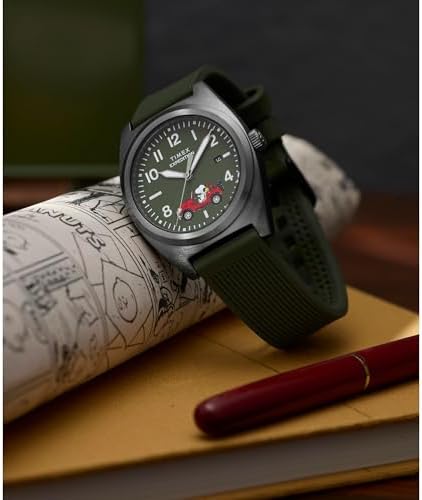 Timex Men's Peanuts Expedition Snoopy Road Trip 39mm Watch - Green Two- Piece Green Dial Silver-Tone Case - 5