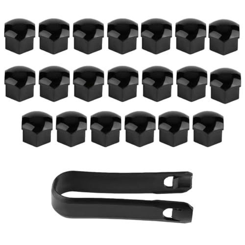JEYORZY 20 pcs Copridado Ruota 17mm, Copri Bulloni Ruota Universali, Copridadi Bullone Ruota, Copridadi Ruota, Tappi Ruote Auto, Copridadi Esagonali per Pneumatici con 1 Strumenti di Rimozione, nero