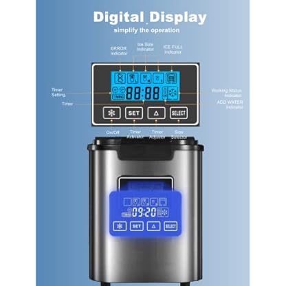 Eiswürfelmaschine 14 kg 24 h, 3 Eiswürfel Größen, Zubereitung in 6 Minuten, 2.3 Liter Wassertank, LCD Display… – Bild 8