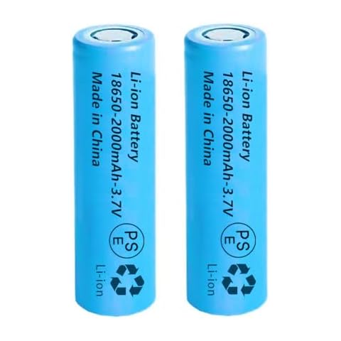 Svenirven 2 Packs 3.7V 18650 Rechargeable Batteries 18650 Flat Top Battery for Flashlights, Headlamps, Doorbells, Toy Cars Blue Cover