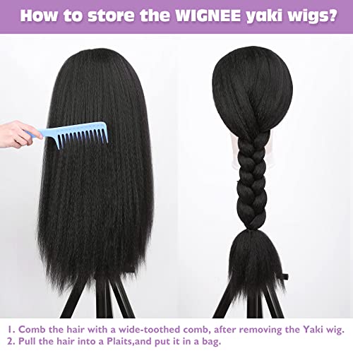 Wignee 26 Inches Kinky Straight Headband Wig For Women Yaki Straight Wigs With Black Headband Kinky Afro Wigs For Black Women thumb #7