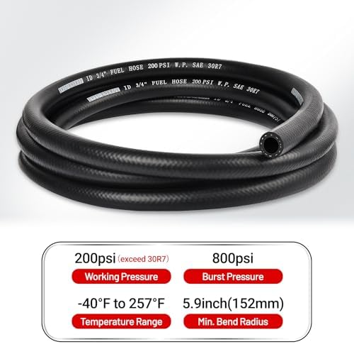 EVIL ENERGY 3/4 Fuel Hose Line Push Lock NBR Rubber SAE 30R7 10FT 200PSI