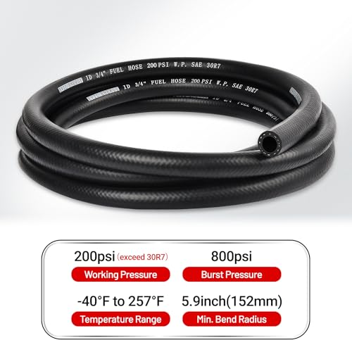 EVIL ENERGY 3/4 Fuel Hose Line Push Lock NBR Rubber SAE 30R7 10FT 200PSI