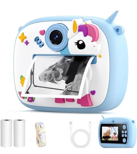 Image of 8MP Digital Camera for Kids with Print | Instant Printing, Unicorn Design, Video Recorder, Print Paper Rolls, Shoulder Strap for Kids 3-12 Years