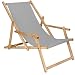Produktbild SPRINGOS Holz-Liegestuhl m. Armlehnen 3 Stufen Klappbare Gartenliege für Balkon Garten imprägniertes Gestell (Grau)