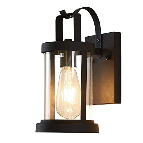 Applique murale extérieure étanche noire style lanterne rurale pour ampoule E27