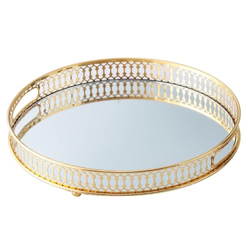 Bandeja redonda de espejo dorado para decorar mesas de dormitorio 3