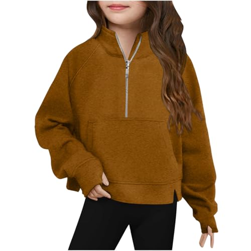 Hoodie Mädchen Pullover mit Taschen und Halber Reißverschluss...