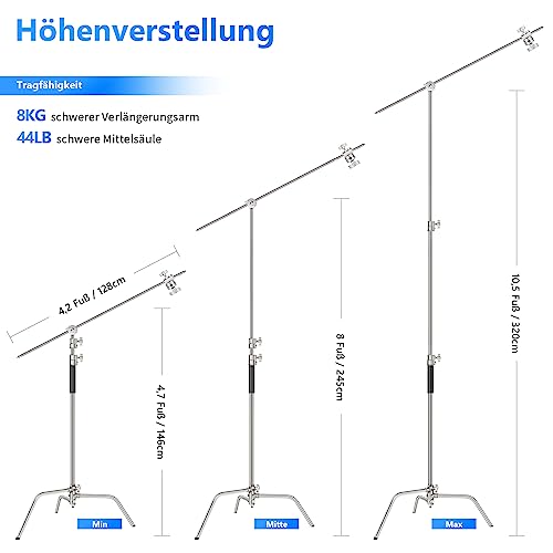 Ficha técnica Sekonic L-308X Flashmate NEEWER Pro 100 Por Ciento Acero Inoxidable Heavy Duty C Stand con Brazo Articulado Altura Máxima de 320 cm - Fernando Cortés Ficha técnica Sekonic L-308X Flashmate NEEWER Pro 100 Por Ciento Acero Inoxidable Heavy Duty C Stand con Brazo Articulado Altura Máxima de 320 cm - Fernando Cortés