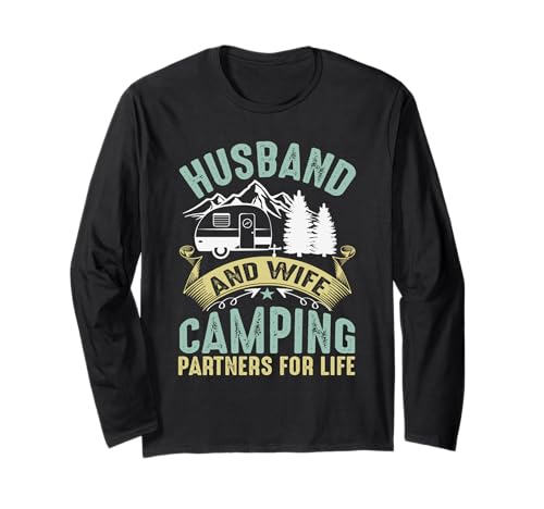 Husband Wife Camping Partners Life RV Lovers Manga Larga