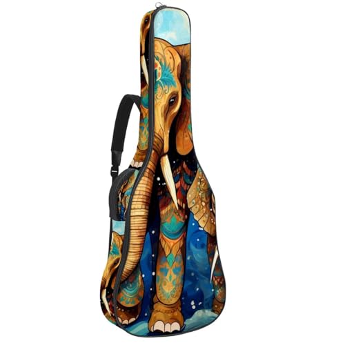 Sac pour guitare acoustique étanche 41 pouces et housse rembourrée à motif éléphant multicolore