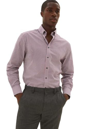 Image of Marks & Spencer Mens Solid Polyester Blend Collared Neck Regular Fit Easy Iron Shirt (Pack of 2)