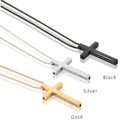 Cross Breathing Necklace to Quit Smoking for Men & Women – Stainless Steel Anxiety Relief Necklace, Stop Smoking Inhaler, Breathlink & Noluva Inspired Design,Gold4:132