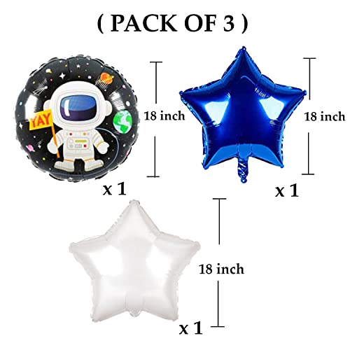 Image of AMFIN (Pack of 3) Astronaut Theme Birthday Decoration Astronaut Balloons for kids Astronaut Foil Balloon Birthday Balloon for Decoration - Multicolor