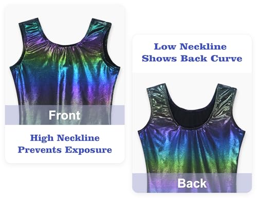 Domusgo Gymnastics Leotards for Girls Sparkly One Piece Sleeveless Tumbling Black Unitards Size 5-6 Years