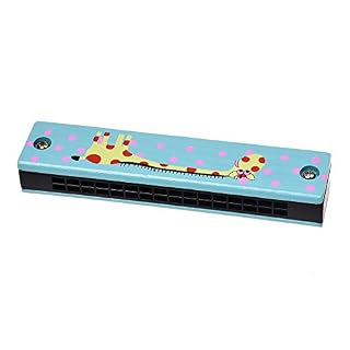 Harmonica de motif de girafe en bois harmonica a rangees doubles 32 trous pour enfants bleu - Les Beatles, Paul McCartney, John Lennon, RIngo Starr, George Harrison