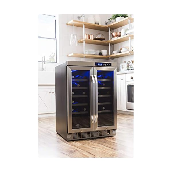 EdgeStar 36 Bottle BuiltIn Dual Zone French Door Wine Cooler Black