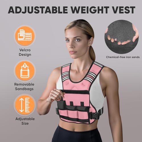Image of APEXUP Adjustable Weighted Vest, 4-10lb /12-18lb /20-32lb Vest with 6 Ironsand Weights and Large Pocket, Weight Vest for Men Women Strength Training, Running, Walking