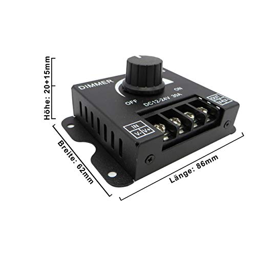 LED Dimmer / Switch Rotary Dimmer 12 V DC Voltage for All Dimmable LED Bulbs (Dimmer 30 A Black), Dimmer 30a Black - Image 3