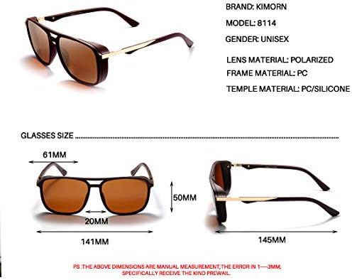 Kimorn Polarized Sunglasses For Men Square Frame Unisex Outdoor Sports Goggle Classic K0623
