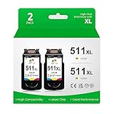 ▶ Paketinhalt: Wiederauferarbeitete Ersatzruckertintenpatrone für Canon CL-511XL 2 packs: 2 Farbe (Dies ist kein Originalprodukt) (Inklusive 2 Papierklammern)