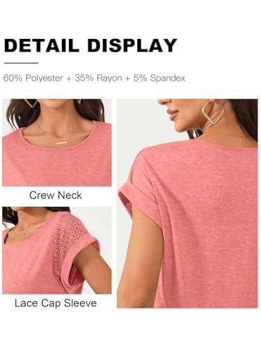 Image of Bliwov Womens Tops Lace Cap Sleeve T Shirts,Cute Trendy Casual,Beach Vacation Outfits,Summer Spring Fashion Clothes