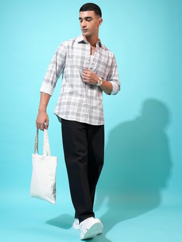Image of Highlander Men's Cotton Slim Fit Checks Shirt | Full Sleeves | Regular Collar | Casual Shirts for Men