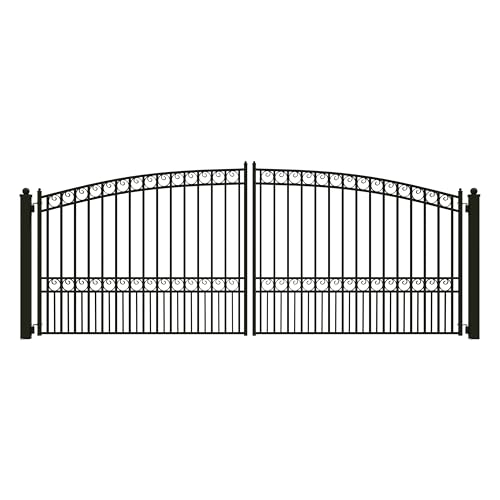 ALEKO 16x6 Paris Dual Swing Driveway Gate, Anti-Rust Galvanized Steel,
