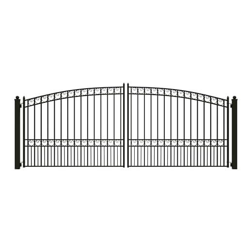 ALEKO Dual Swing Driveway Gate| 16 x 6 Feet Anti-Rust Galvanized Steel Gate w/Warranty| Outdoor Gate Fence Gate Swing Gate Security Gate| Steel Barrier Gate| (Style: Paris)