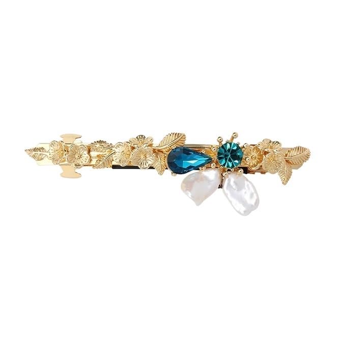 HBJWOV Amo Prosperity Floral Baroque Pearl Parallel Clip Horizontal Half Hair Top Female(E)
