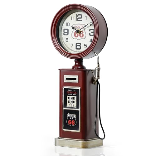 La Mejor Selección de Relojes de chimenea . 50 AYRELY - Reloj de repisa con bomba de gas industrial clásico de 16 pulgadas, funciona con pilas, decoración de ruta 66, reloj decorativo mecánico retro, regalos para el hogar,...